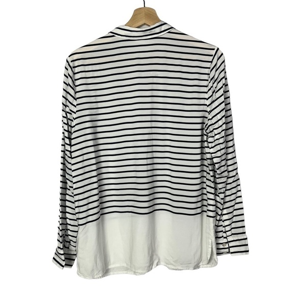 J Jill White & Black Stripe Long Sleeve Button Down M - Picture 2 of 3